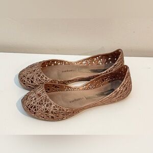 Melissa + Campana Sz 2 Girls Shoes Zig Zag Jelly Rose Gold Pink
